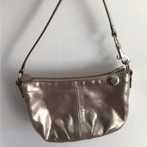 Coach mini purse wristlet metallic
